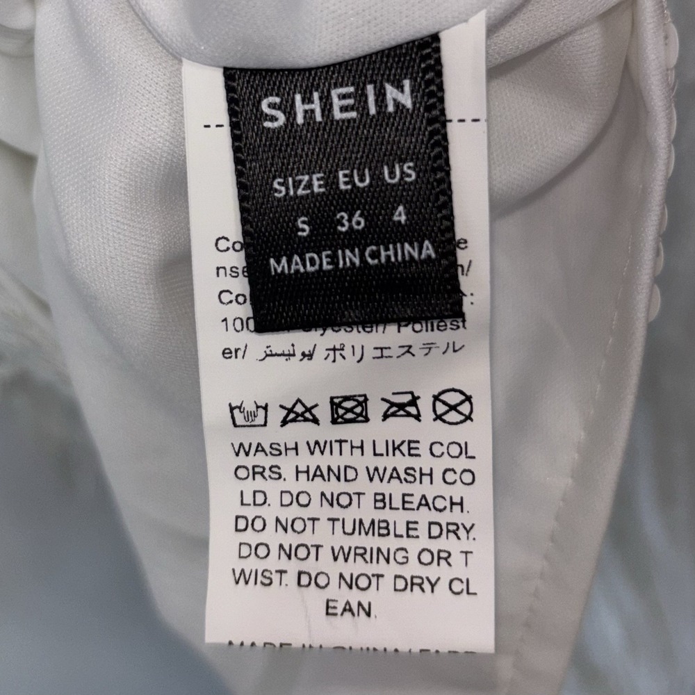 SHEIN White Sequin Fringe Mini Dress Sleeveless Party Cocktail Size Small - Picture 7 of 7
